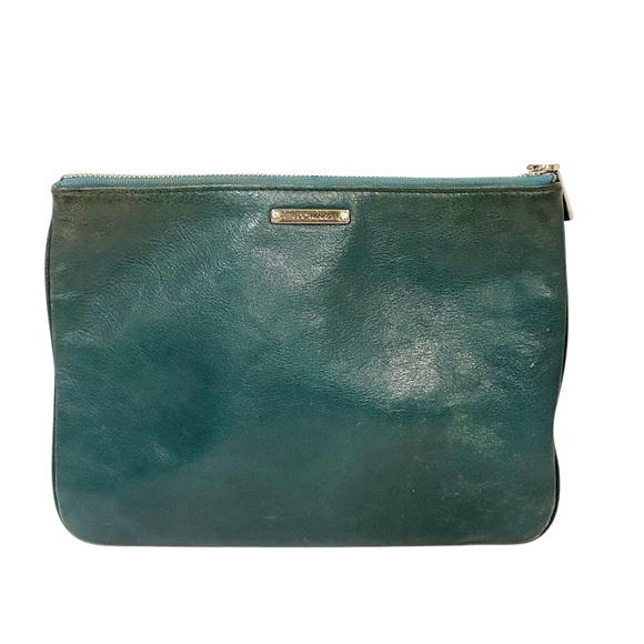 Rebecca Minkoff Handbags - Rebecca Minkoff Green Leather Cosmetic Makeup Bag Full Zip